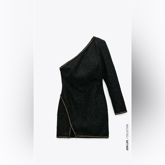 Zara women’s off the shoulder dress, black dress, new, size XS - Picture 4 of 9